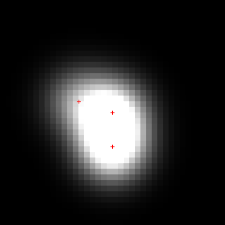 Illustration of pixelized blended star images.